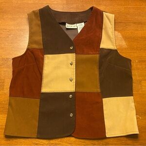 VTG Y2K Patchwork Faux Suede Vest